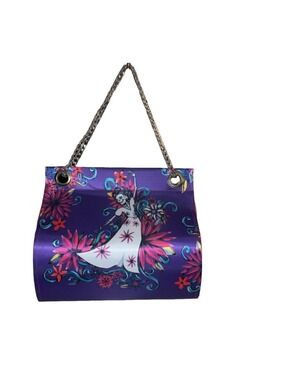 Tawi Purple Dancing Skeleton Lady and Floral Print Shoulder Bag